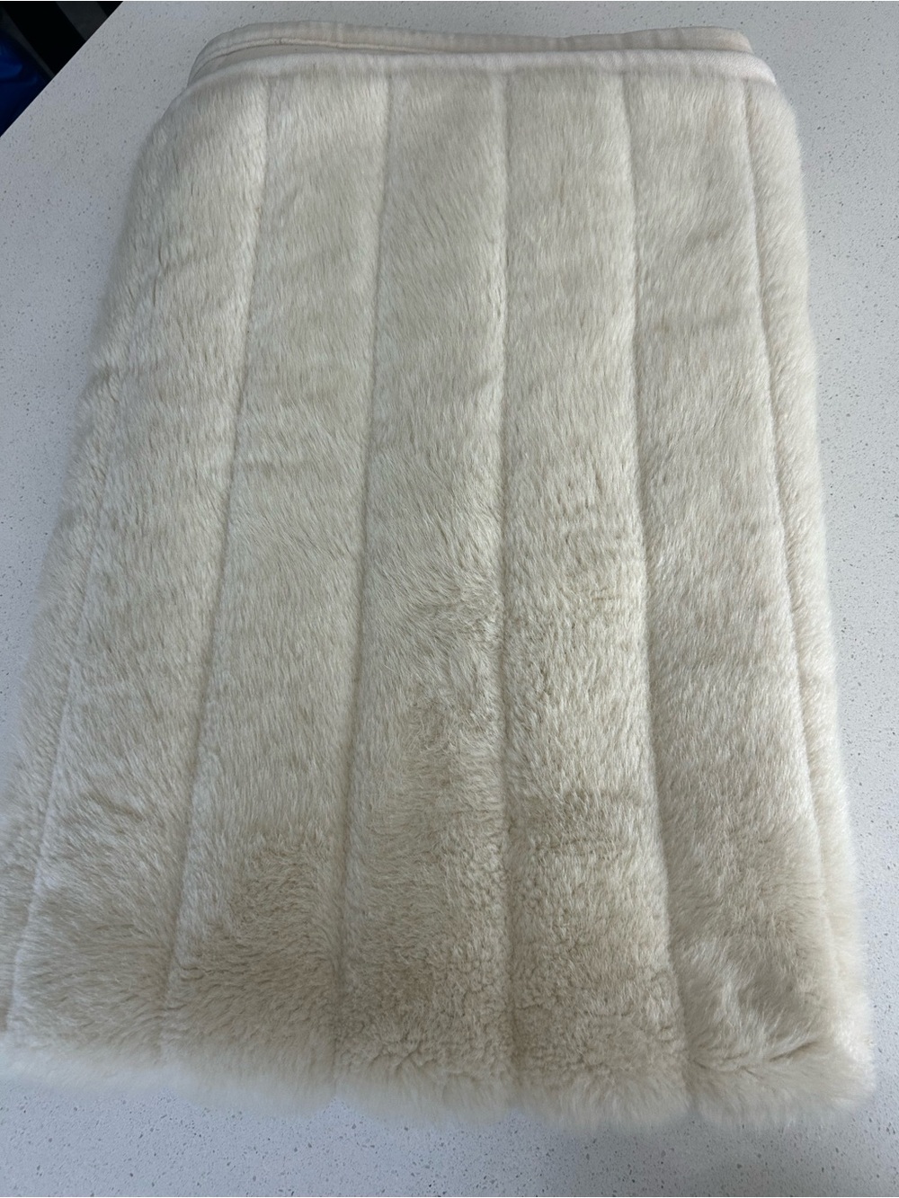 Vintage Pottery Barn Faux Fur Double Sided Throw Blanket Heavy Discontinued
